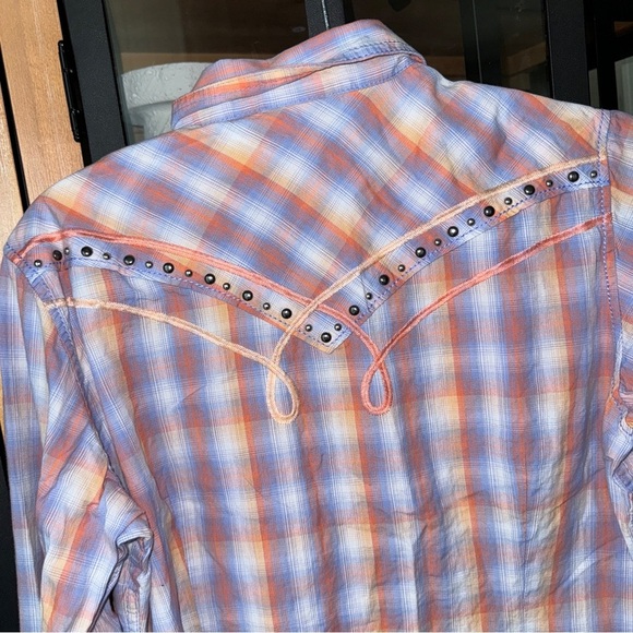 Ariat button down shirt Pearl Snap Plaid Western Rodeo Long Sleeve embroidered - Picture 4 of 8
